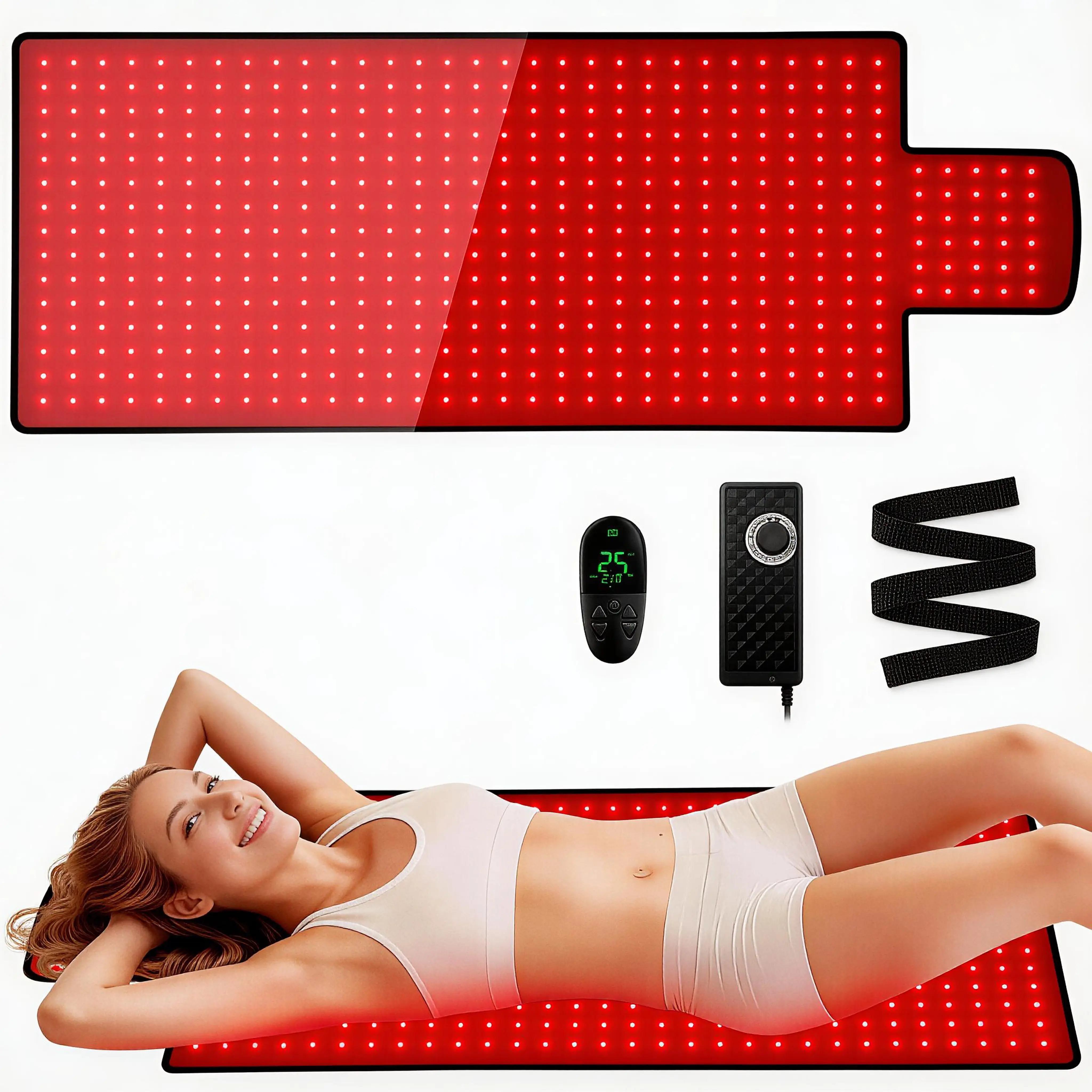Red Light Therapy Mat, Full-Body Red Light Treatment with 420 LEDs, Dual Wavelengths of 660nm and 850nm, Foldable Red Light Therapy Blanket with Timer, 40 inches x 16.5 inches, for Full-Body Pain Relief / Muscle Recovery / Scar Reduction