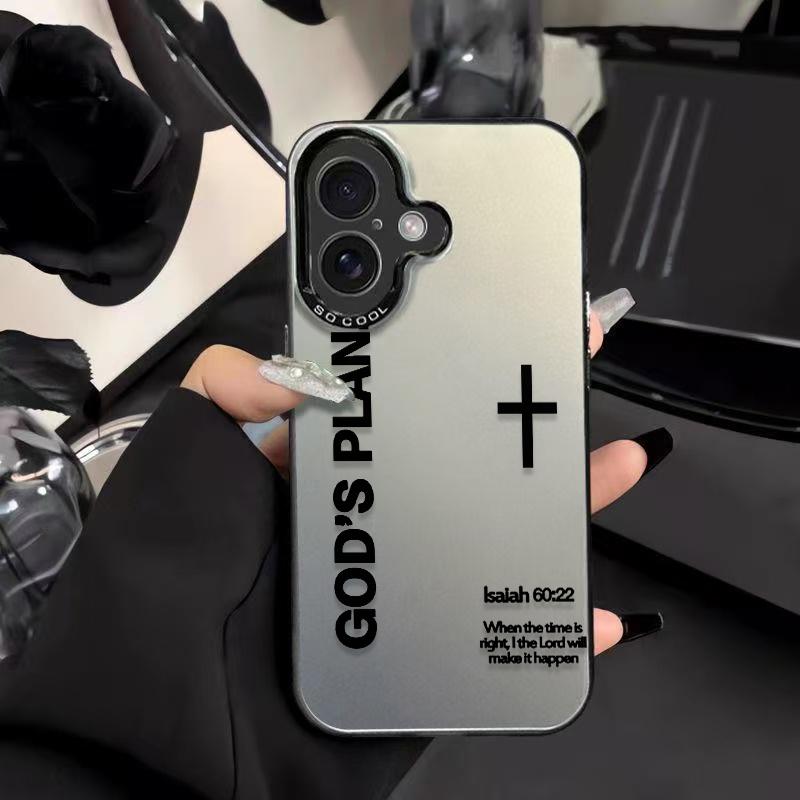 God's Plan Phone Case Cross Pattern Religious Art Fashion TPU Laser Craft Anti-Drop Case for iPhone 17 16 15 14 13 12 11 Samsung Galaxy S25 S24 S23 S22
