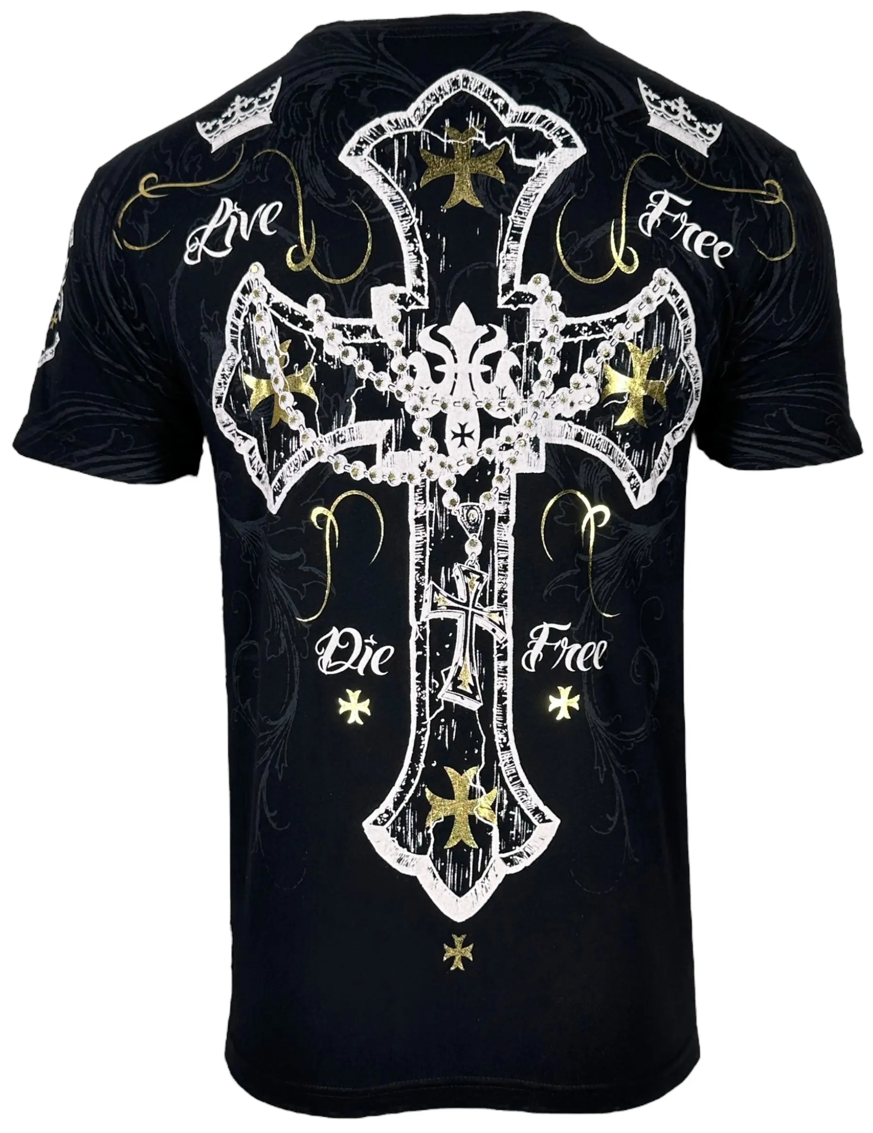 ARCHAIC Men's Glory Graphic T-Shirt, Casual 100% Cotton Short Sleeve Crew Neck Top with Front & Back Prints, Tops, Round Neck