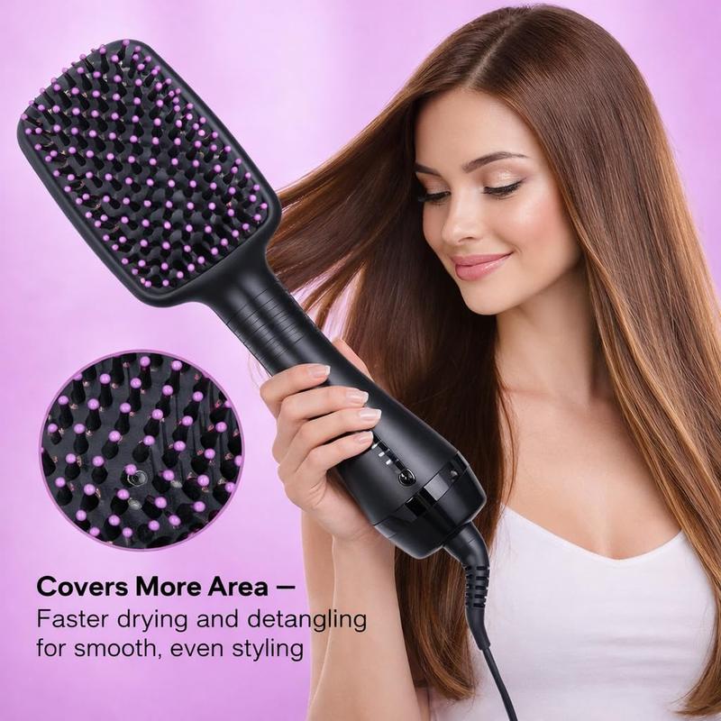 2 in 1 Hair Dryer Brush & Straightener Brush, Hair Dryer and Styler, Negative Ion Blow Dryer Brush, Hot Air Brush Detangles, Dries, Smooths, Reduce Frizz & Static