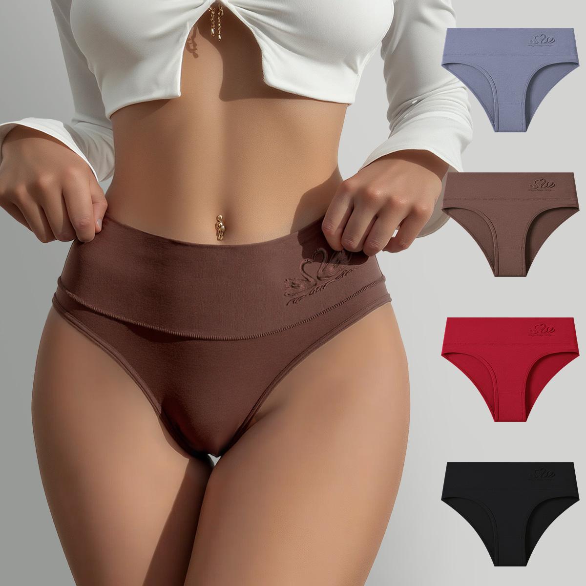 HOTCOM Women’s Style High-Waist Seamless Thongs – 4-Pack Smooth Tummy Control Cotton Panties for Everyday Comfort