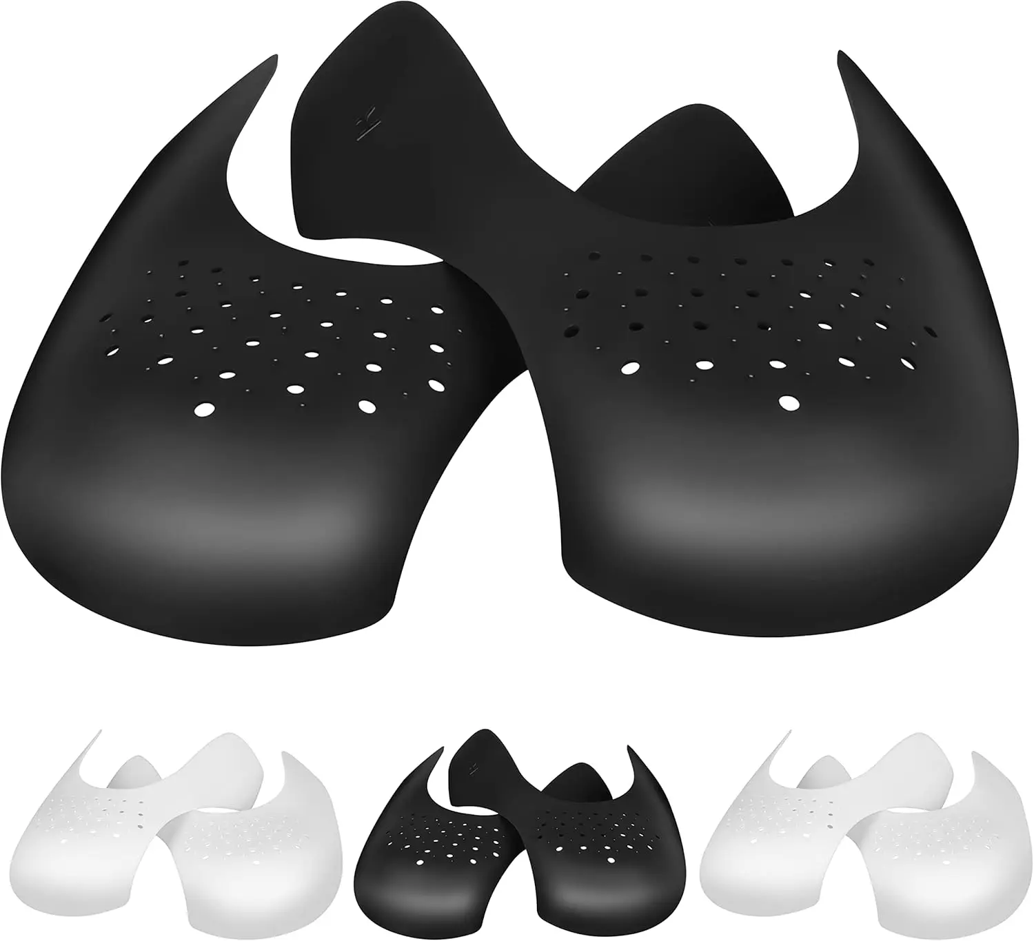 Plastic Shoe & Boot Toe Guards, 4 Pairs Crease Protectors for Sneakers, Jordan 1, Air Force 1, Dunk Low - Unisex Sizes (Men's US 7.5-12/Women's US 5-8.5, Black+White)