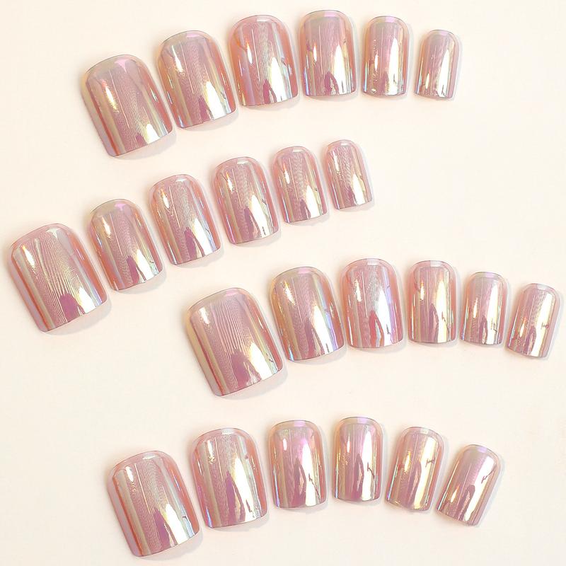 Valentine’s Limited! Glossy Pink Press-On Nails (24pcs/Box) + Free Jelly Glue & File  2026 Viral Manicure Reusable