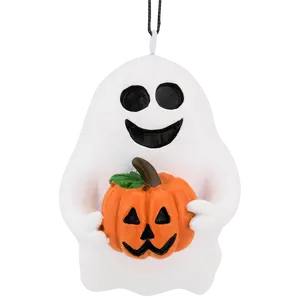 Tree Buddees Ghostly Cute Friendly Resin Tree Decoration Gift - Hand-Painted Quality Resin Ghost with Pumpkin for Halloween or Christmas indoor spooky home decor props