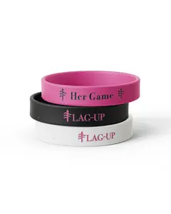 Flag-Up Bracelet Pack - Silicone Sports Wristband, Black, White, Pink 
