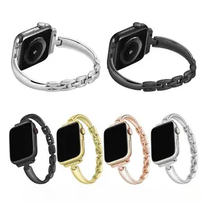 Stainless Steel Watch Bands Slim Bracelet Band Compatible with Apple Watch 38/40/41/42/44/45/46/49mm, Women's Wearable Accessories Elevate Your Wrist Style vibe Premium High-end Exquisite Refined Curated Metallic Texture