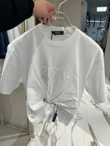 BRAND NEW VERSACE White Logo Silver PinWomen's T-shirt