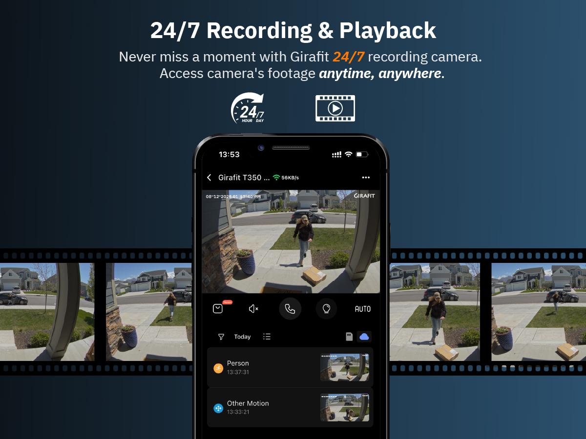 Girafit 2K Second Floor Window Camera, ChroMax AI Color Night Vision, 2.4GHz & 5GHz Wi-Fi Indoor Security Cameras, Person & Motion Detection, 24/7 Recording, Easy & Quick Install, MicroSD Card Local Monitoring