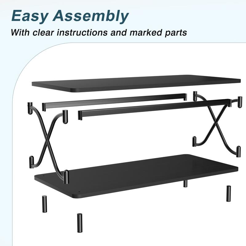 VECELO Coffee Table With Storage And Open Shelves, Modern Rectangle X-Shape Side Metal Frame Wood Console Table For Living Room Office, Brown ,Gold,Black VECELO Coffee Table With Storage And Open Shelves, Modern Rectangle X-Shape Side Metal Frame Wood Console Table For Living Room Office, Brown ,Gold,Black