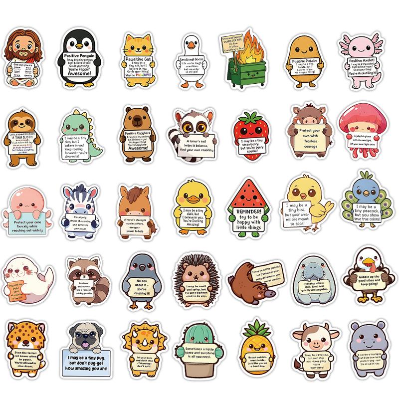 100PCS Unique Emotional Support Animal Stickers No Repeat Motivational Affirmation Waterproof Vinyl Decals for Kids Teens & Adults Cute Journals Water Bottles Self Care Gifts