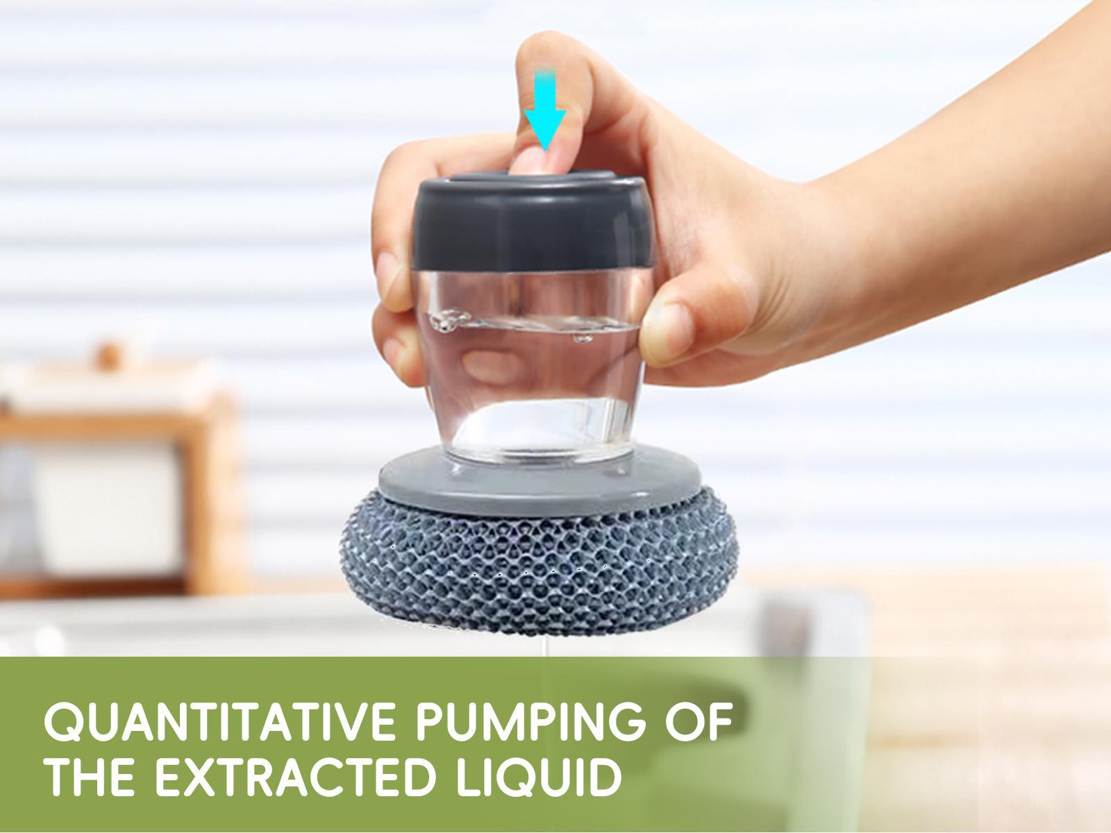 Automatic Soap Dispensing Dish Brush with Press Button – One-Hand Cleaning Scrubber for Frying Pans, Plates, Dishes and Small Bowls Automatic Soap Dispensing Dish Brush with Press Button – One-Hand Cleaning Scrubber for Frying Pans, Plates, Dishes and Small Bowls