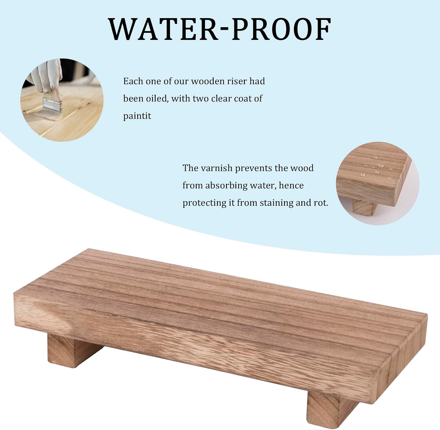 Small Wood Tray Pedestal Stand | Farmhouse Bathroom Decor Riser for Vanity, Kitchen Sink, or Counter – Rustic Soap Dish Holder in Brown Wooden