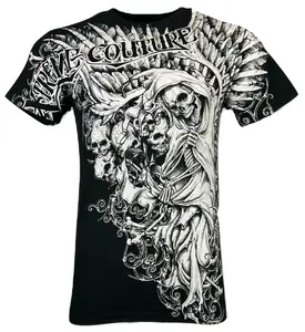 XTREME COUTURE by AFFLICTION Men's T-Shirt NEMESIS Skulls Biker Black S-5XL Crewneck Cotton