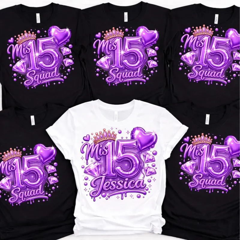 Quinceañera Family Celebration Shirts – Princess, Mom, Dad, Sister, Cousin | Custom Quinceañera Shirt or DTF Transfer