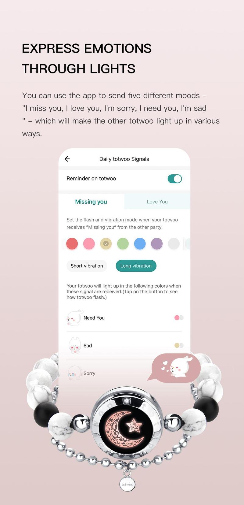 【creative gifts】totwoo Sun&Moon Long Distance Touch Bracelets with Matching Beads Functional Love Connect Gift For Boyfriend or Girlfriend or your Family