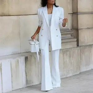 Women's business suit, women's autumn new item, solid color casual suit, wide leg pants suit, two-piece suit set