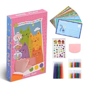 Rainbow Squeeze Art Kit, Creative Painting Kit for Kids, Rainbow Scratch Paper Art Set Notebooks, Magic Dot Scratch Painting Party DIY Gifts for Girls and Boys