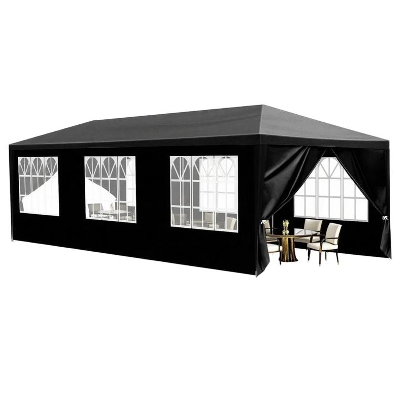 Outdoor Party Tent 10'x30' with 8 Removable Sidewalls Waterproof Canopy Patio Wedding Gazebo White Big Spacious Durable PE Cloth Upgraded Pipe Connection for Better Stability
