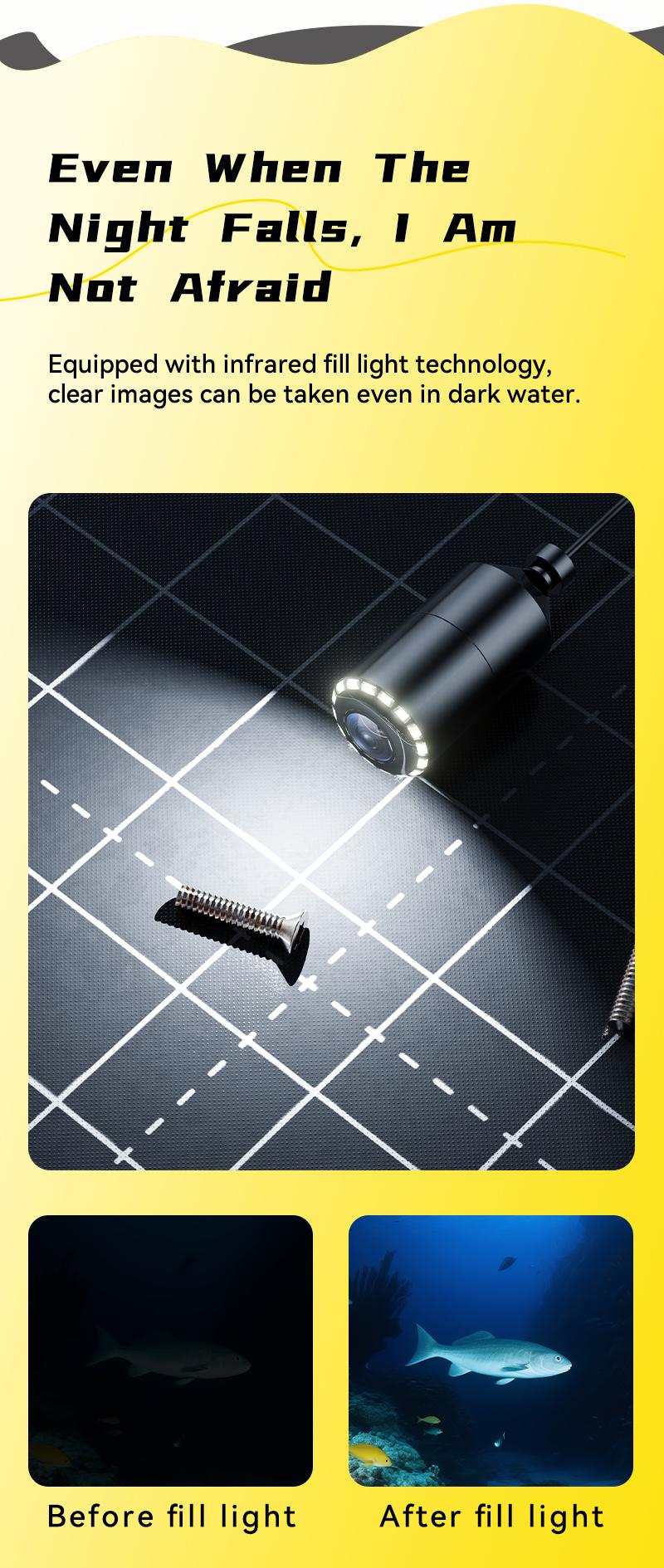 Underwater Fishing Camera with Infrared Night Vision Light Portable Fish Finder 65ft Cable 4.3 Inch IPS & HD Lens for Ice Lake Boat Kayak Ocean Fishing 100kg Capacity 2000mAh Battery