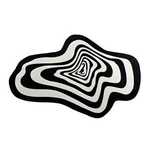 Irregular Black And White Abstract Rug