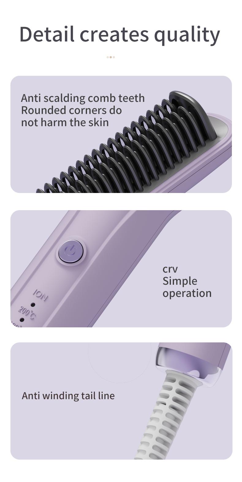 PretiHom Straight Hair Comb Straightening Clipper Comb Straight Hair Curl Dual Use No Harm to Hair, hair straightener hair styling tools Heat Free Styler