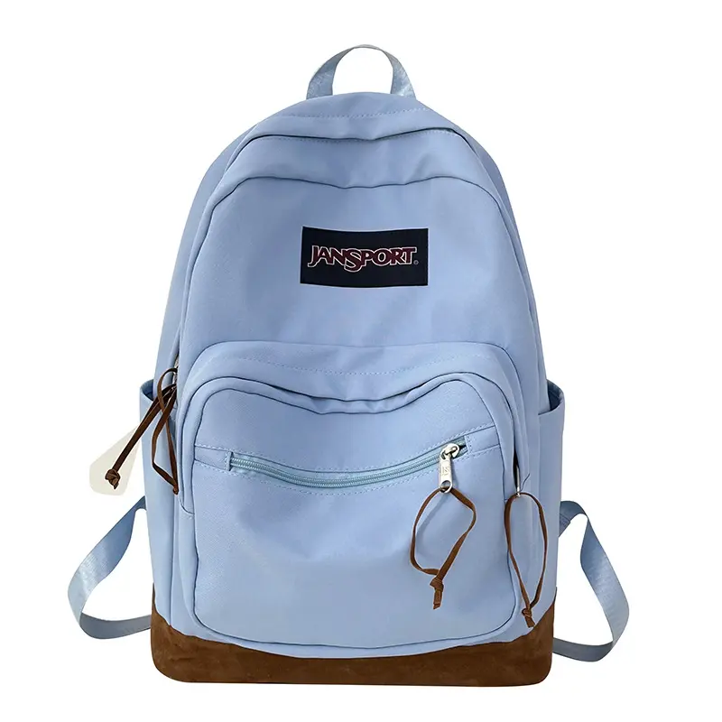 Navy Blue Suede-Panel Backpack-High-Capacity Student Laptop & Travel Backpack (Back-to-School Ready)