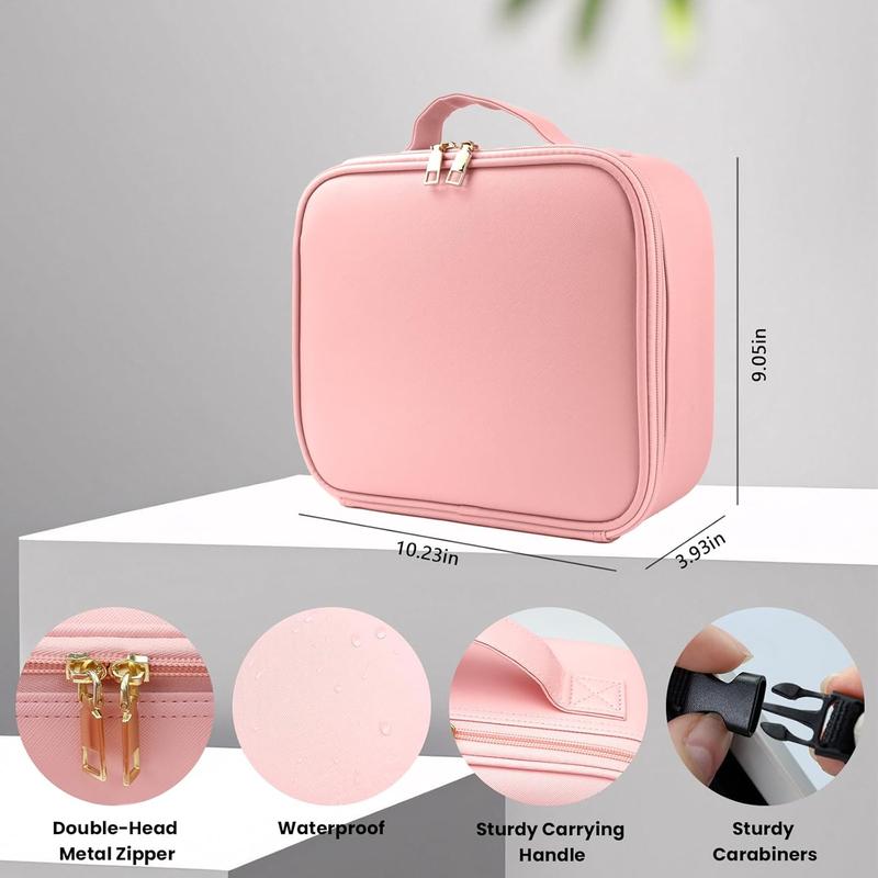 Makeup Case with LED Mirror,Makeup Organizer Bag Travel Makeup Case Large Makeup Bag With Rechargeable Mirror 3 Color Lights Detachable Mirror for Women Beauty Tools Accessories（Pink）