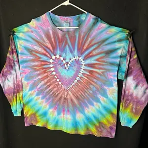 SIZE 3X Long Sleeve Handmade Ice Tie Dye Mandala Tshirt 100% Cotton