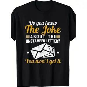 Unisex TShirt Featuring Mail Carrier Joke Unstamped Letter Postal Worker Design Comfortable Crew Neck Vintage Style Ideal for Training Running and Casual Wear