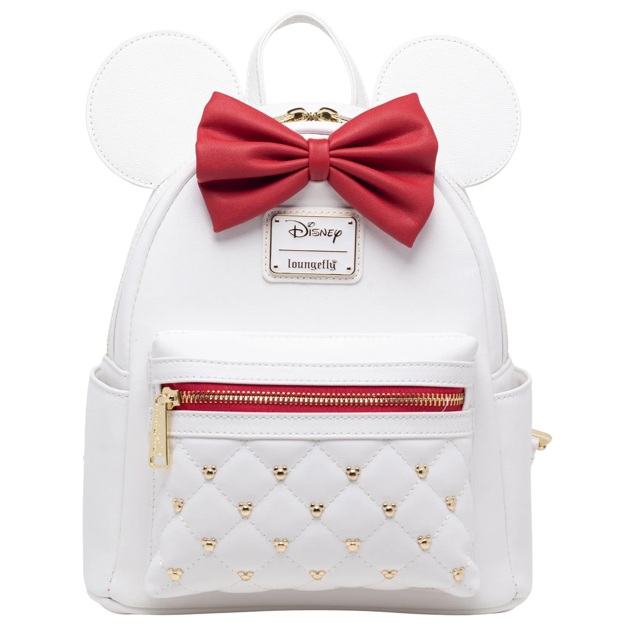 Loungefly Disney Minnie Mouse Classic Series Mini Backpack, The Sweetheart Quilted Faux Leather Bag for Women, Cute Studded Casual Daypack, Cute Backpack, Classic Backpacks