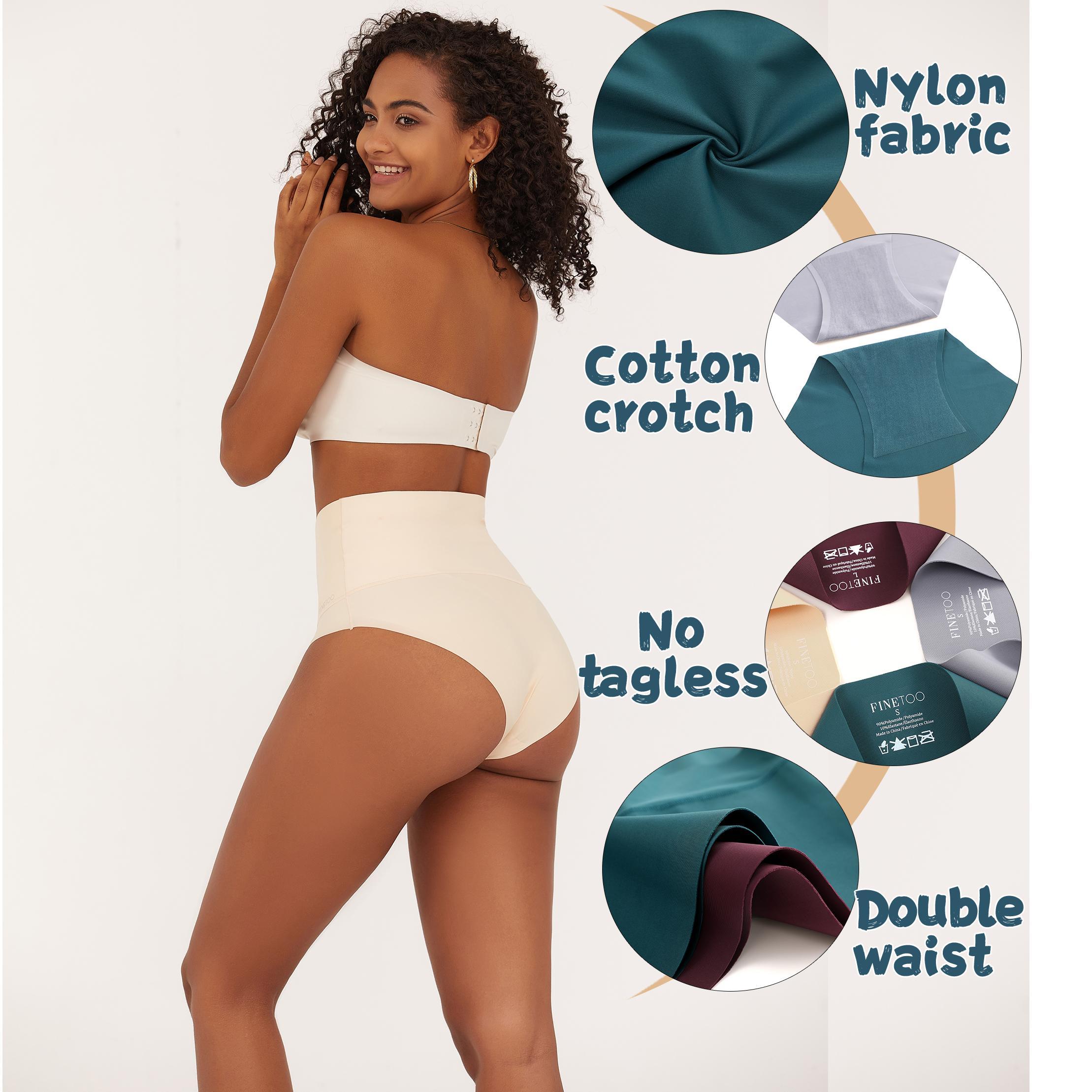 FINETOO 4pack Underwear for Women High Waisted Nylon Brief Spandex Minimlist No Show Womens Bikini Seamless Bridal Lingerie S-3XL SpringStatements