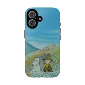 [Free Gift 5pcs Sticker] Moomin Nordic Cartoon Aesthetic Tough Case for iPhone 17 16 15 14 13 12 11 Pro Max Plus XR XS 8 7 SE Moomintroll Snufkin Dual Layer Shockproof Protective Cover