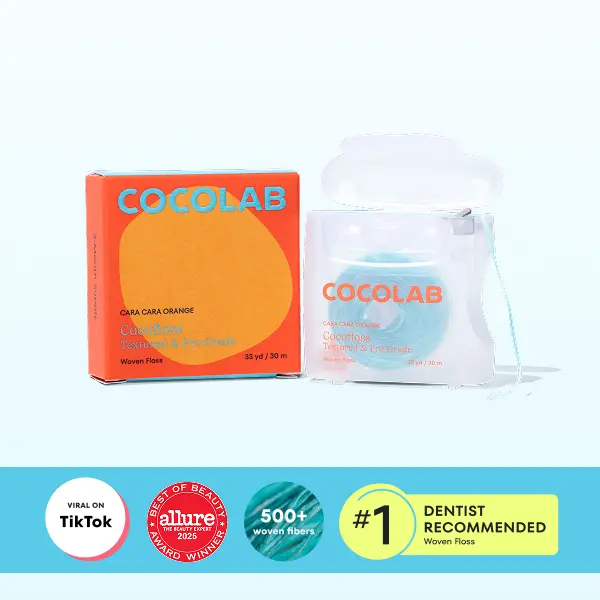 COCOLAB Cara Cara Orange Dental Floss - Award-Winning, 500+ Woven Waxed Fibers, Coated in Coconut Oil for Freshness & Plaque Removal - 33 Yd, 2-Month Supply Oral Care Cleaner Oral Hygiene Essentials
