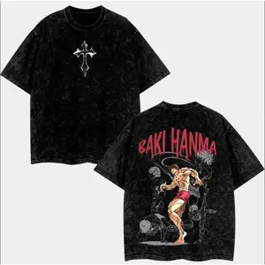 Baki Hanma Anime T-Shirt – Vintage Washed Graphic Tee for Anime Fans, Oversized Cotton Streetwear, Gift for Men, Japanese Fighter Unisex Shirt, 90s Style