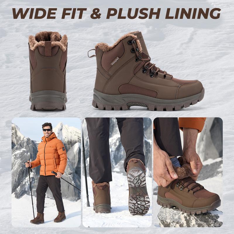 Fittington Men's Wolfwalk Winter Boots V3 Black Waterproof Insulated Mid Calf Snow Boots with Slip-Resistant Outsole & Plush Fur Lining for All-Day Comfort