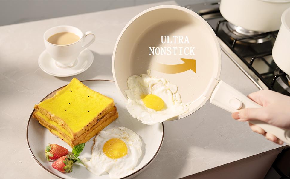 Astercook 22pcs Non-Stick Pots and Pans Set with Removable Handles Oven-Safe Stackable Dishwasher-Safe Frying Pan Stew Pot Steamer Cookware Set