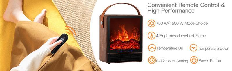 [3s-fast heating] - Portable Mini Space Heater, Electric Heater for Home with Thermostat, 1-12H Timer, Eco Mode and Fan Mode, 1500W PTC Ceramic Fast Safety Energy Efficient Heater for Office Bedroom