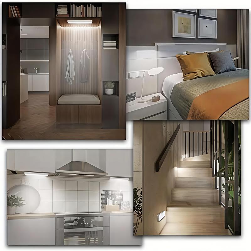 6 USB rechargeable LED cabinet lights, magnetic wireless night lights with motion sensor function, warm light, suitable for corridors, stairs, bedside, wardrobes, decorative wall lights