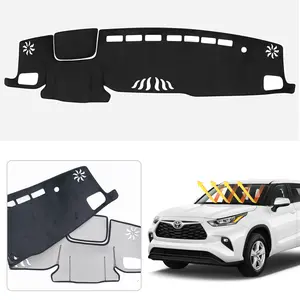 Custom Fit Flannel Dash Mat for 2020-2026 Toyota Highlander Compatible with or Without Display UV Protection Anti-Glare Non-Slip Dashboard Cover Accessories