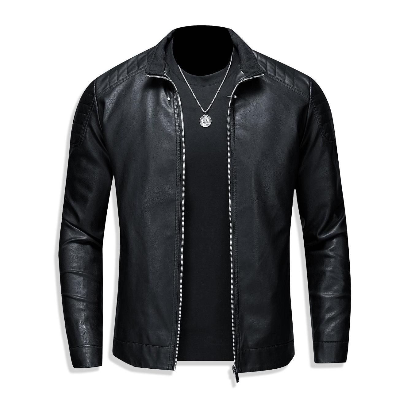 New Autumn Winter Men's Leather Jacket Warm Coat Casual Turn down Collar Clothing Fabric Top Long Sleeve Black Suitable For Outdoor Activities And Daily Life SpringStatements