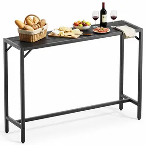 Arlopu Outdoor Bar Table, 40“/47”/55" Patio Counter Height Table, High Top Furniture w/HDPE Top, E-Coating & Hammer-Finish Frame, Adjustable Foot, All Weather for Hot Tub,Balcony,Poolside,Kitchen