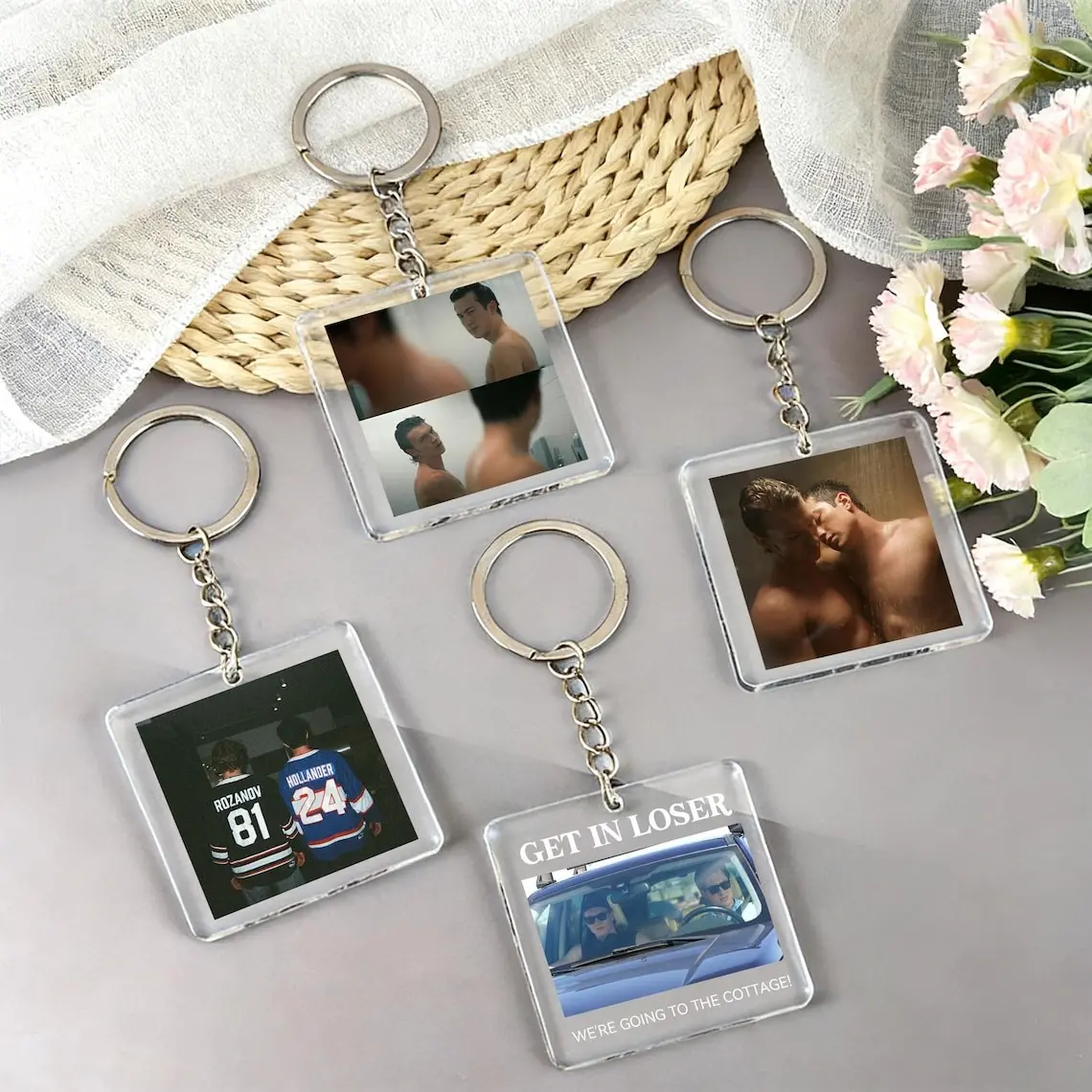 Cute Heated Rivalry Keychains, Ilya Rozanov And Shane Hollander Keychains, Heated Rivalry Gift For Fan