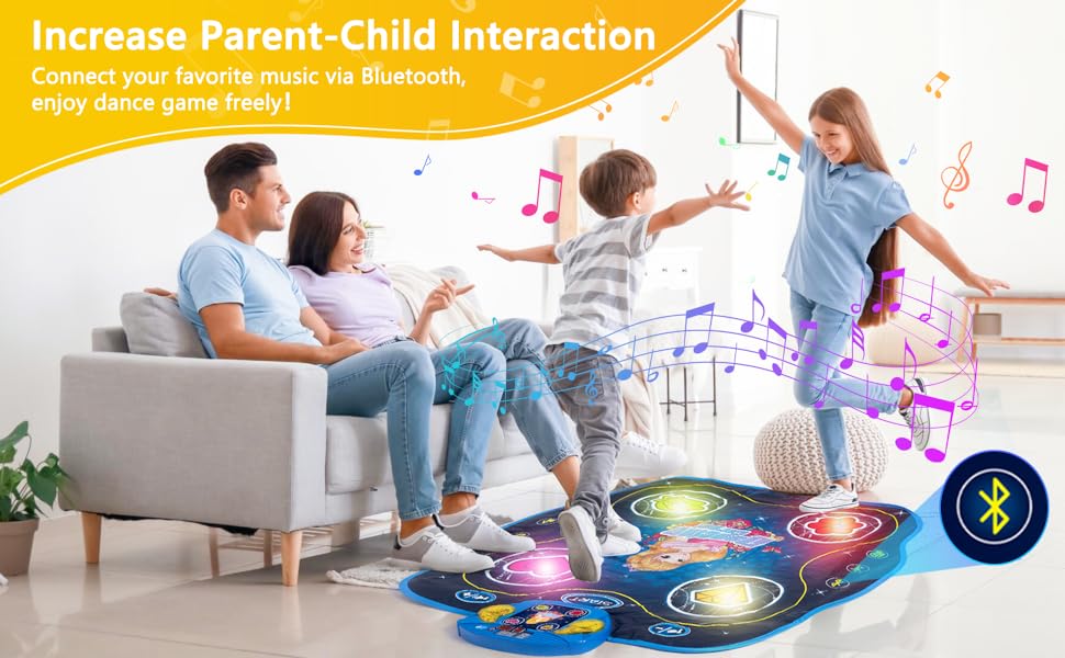 【HiEHA】Light-Up Kids Dance Mat | Portable Electronic Dance Pad with Bluetooth & Score Display | 3 Modes Touch Control Music Game | Indoor Outdoor Party Toy Gift for Kids 6+