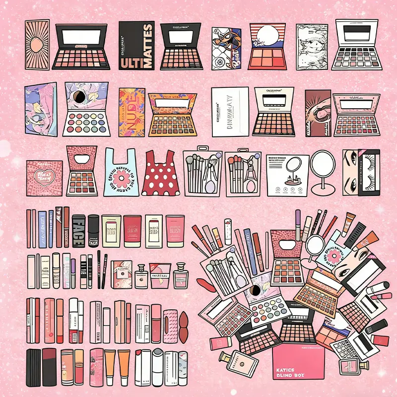 Chrome Shimmer Palette soft  silver  rose [Valentine's Day] Katie Limited 25pcs Blind Box! Beginner-Friendly Pink Makeup Set – Full-Color Eyeshadow, Thoughtful Gift for Girlfriend, Mom, Halloween, Black Friday & Birthdays! Cosmetics Kit Eyeliner Lipgloss
