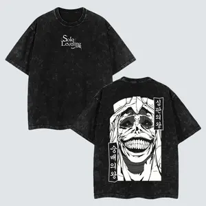 "Statue of God" Solo Leveling Vintage Unisex Oversize Anime Manga Acid Washed T-shirt, graphic tee,anime merch fan, outfits men