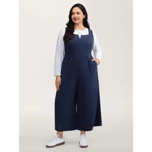BLOOMCHIC Plus Size Hidden Zipper Pockets Wide-Leg Jumpsuit [M-6X]2026 Summer Vibes Swimweek