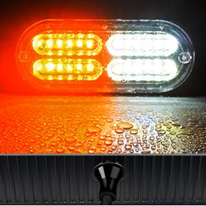 Nilight 4-pack LED strobe lights, 12V, sync function, amber/white, 24 LED hazard warning lights, with controller, can be hardwired or plugged in, suitable for cars, trucks, RVs, and campers. Product shown in the picture.