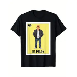 Humorous Mexican Graphic T-Shirt Featuring El Pelon Bald Guy and the Number 99 Design for Men