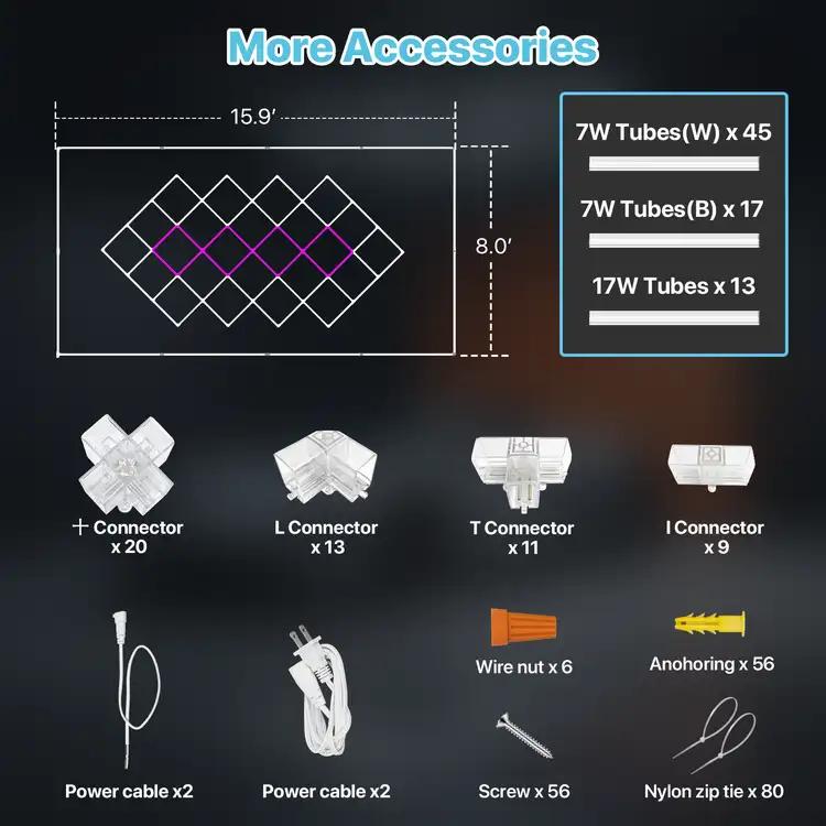 HYPERLITE Color Glow, Garage Lights, Honeycomb Design, Rectangle Frame Modular Lighting, LED Ceiling Light, 568W-624W 56800LM-62400LM, 6500K Bright White, for Garages, Workshops, Gyms, Studios, Barber Shops, Decorative Spaces,Jumpstart newyear HYPERLITE Color Glow, Garage Lights, Honeycomb Design, Rectangle Frame Modular Lighting, LED Ceiling Light, 568W-624W 56800LM-62400LM, 6500K Bright White, for Garages, Workshops, Gyms, Studios, Barber Shops, Decorative Spaces,Jumpstart newyear