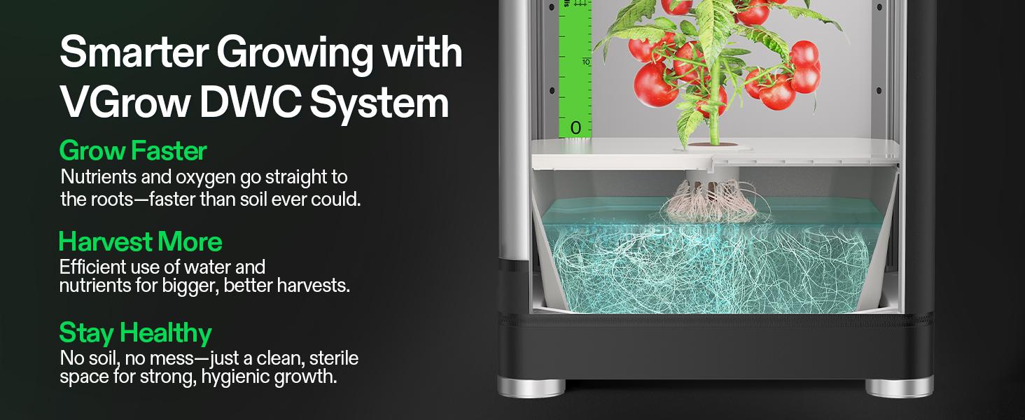 VIVOSUN VGrow DWC Hydroponics Growing System Kit for VGrow Smart Grow Box, 4-Gallon Deep Water Culture with Air Stones and Rapid Rooters